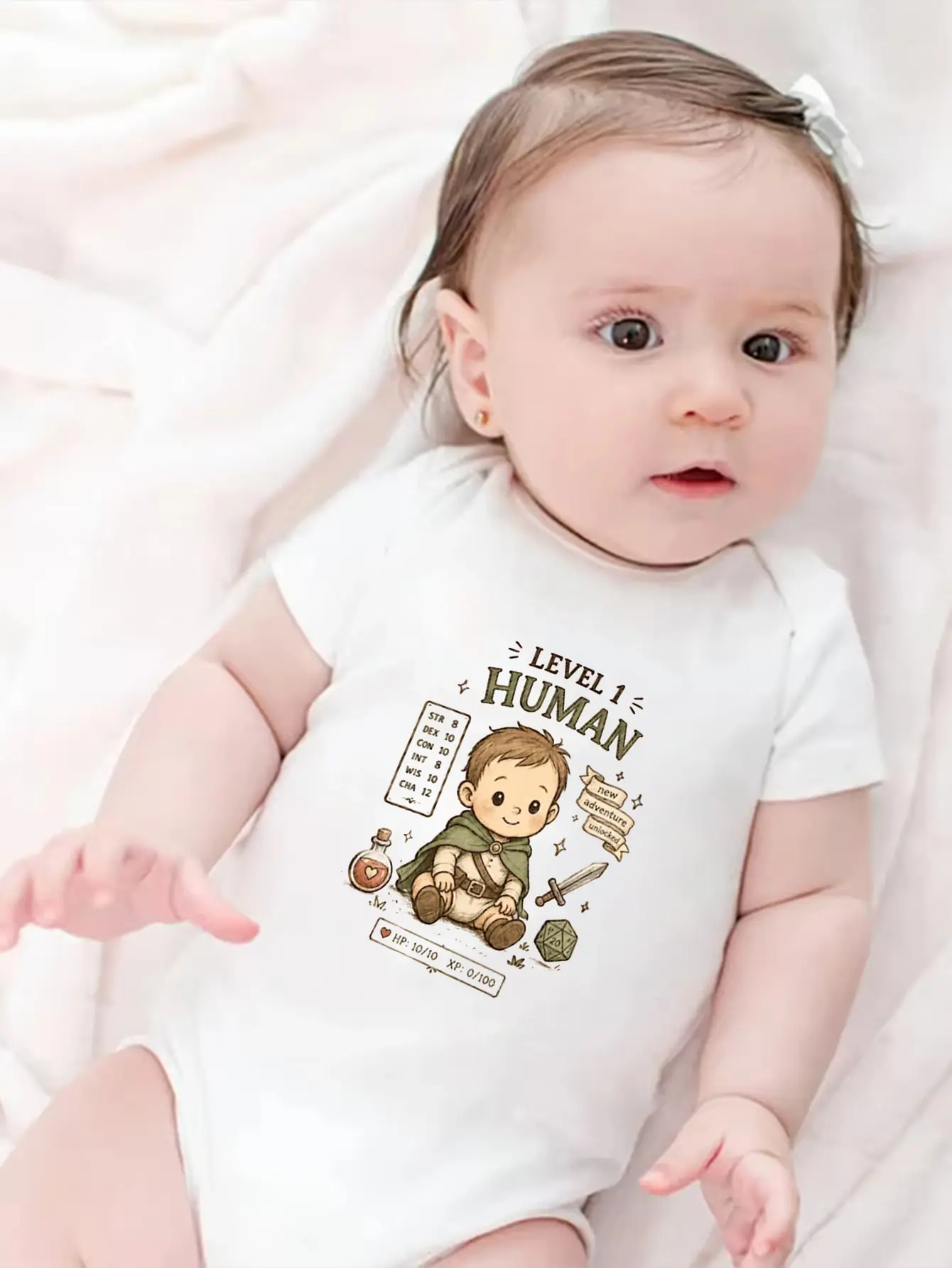 Human Bodysuit Funny Baby's Onesie Gamer Baby's Outfit Fantasy Adventure Infant Gift Nerdy Newborn Clothes