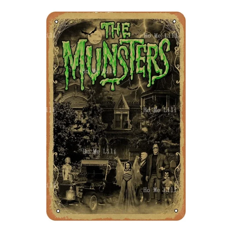 The Munsters Tv Show Poster Vintage Wall Art Home Plate Decor Plaque Decor Metal Tin Sign