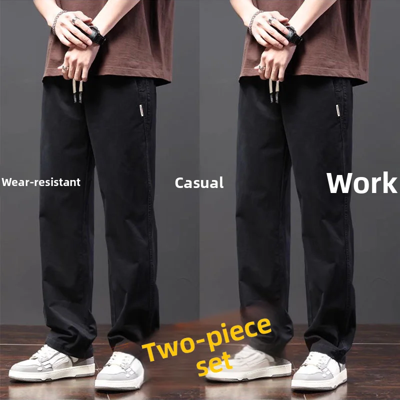 

Men's Casual Loose Work Pants Summer Straight Leg Trousers Wear Resistant Dirt Proof Outdoor Leisure New Style Cotton Blend