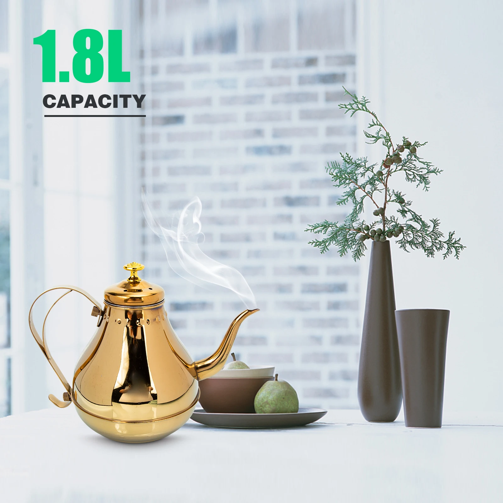 

Large Capacity Tea Kettle Serving Teapots Coffee Simple Design Stainless Steel Teakettle Warm Enjoyment