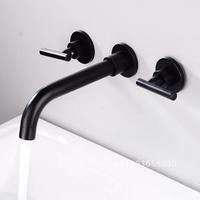 BAKALA Brass Matte Black Bathroom Sink Faucet Tap Hot Spout Basin Mixer Water Cold Swivel Wall Bath Wash Mounted