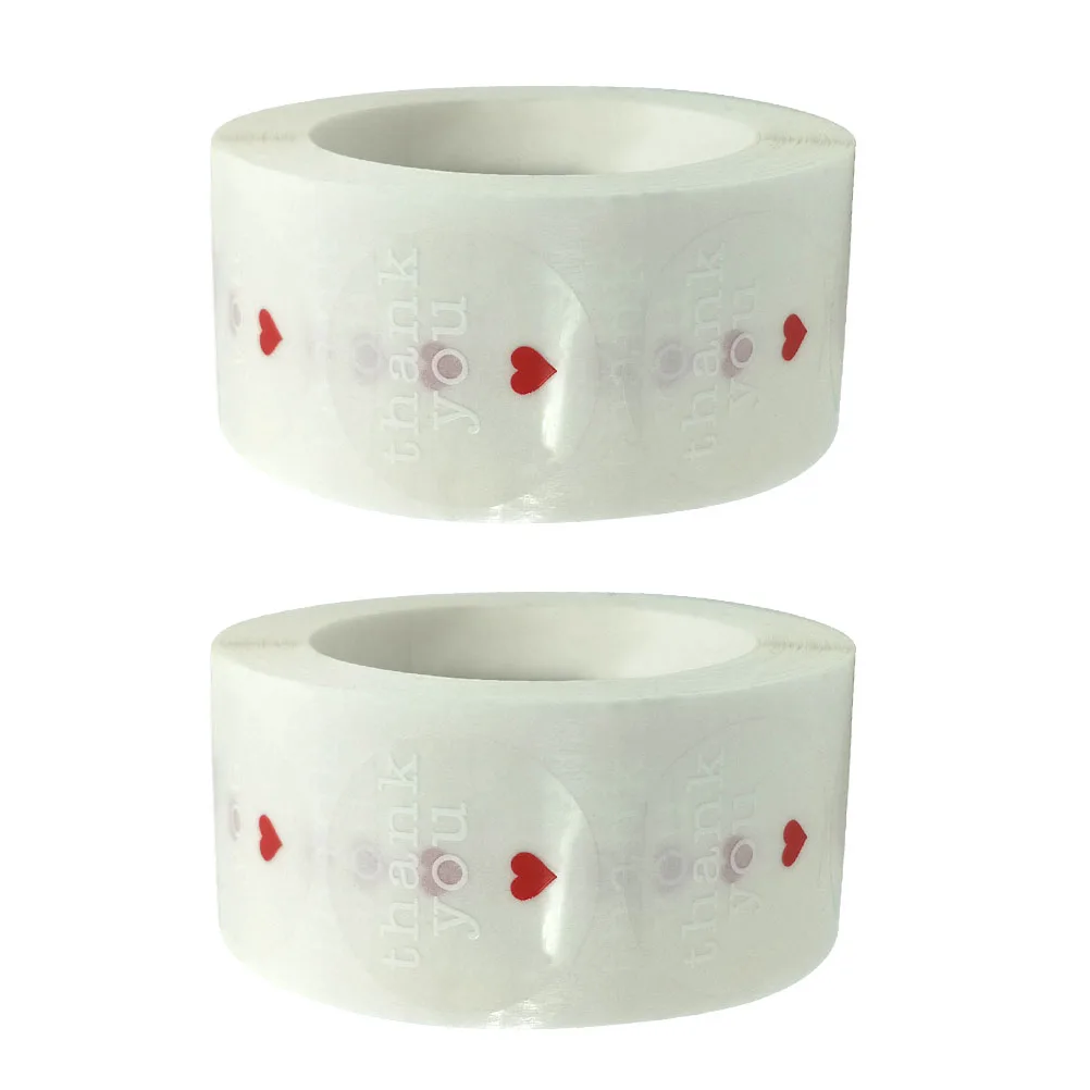 

500pcs 2 Rolls Transparent Thank You Stickers Gift Sealing Labels Decorative Round Label Stickers For Packaging Greeting Cards