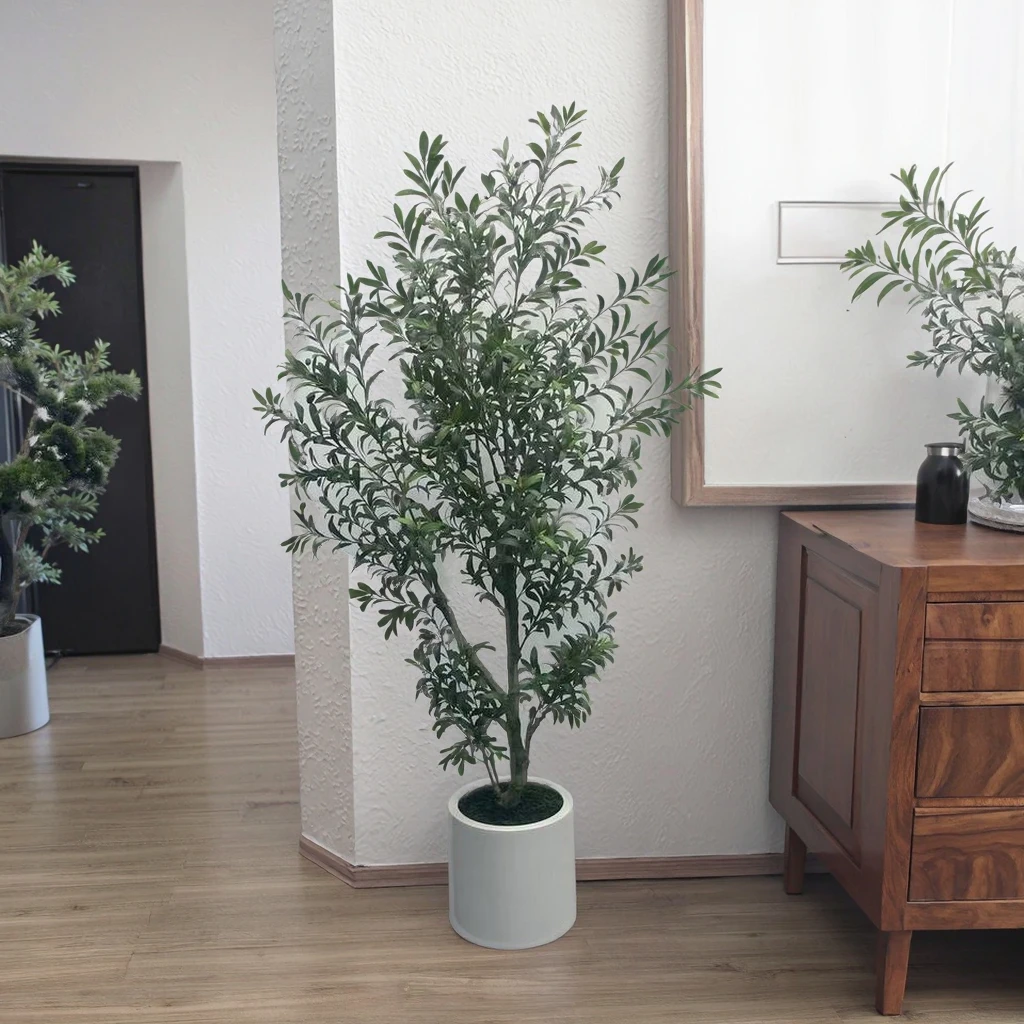 Custom Faux Plastic Potted Olive Plants Artificial Olive Tree For Indoor Outdoor Fake Olive Tree Artificial Decor