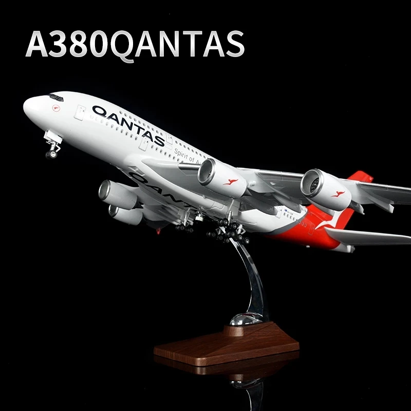 

1/160 Scale 50.5CM Airplane Airbus A380 QANTAS Airline Model W Light and Wheel Diecast Plastic Resin Plane For Collection