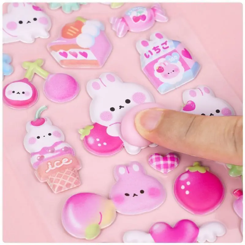 1 Sheet Puffy Bunny 3D Bubble Stickers Squishy Animal Reward Embellishments for DIY Crafts & Phone Cases Anime Worlds Store