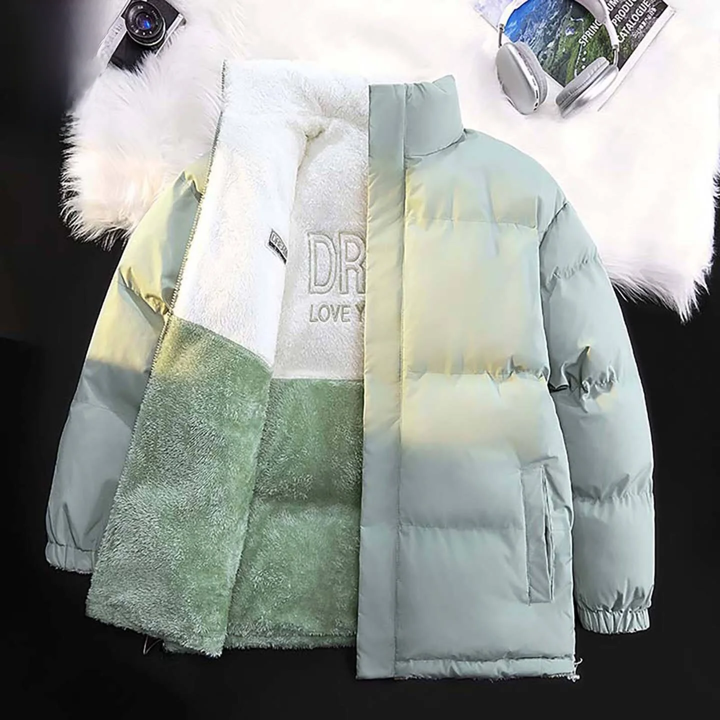 

Утепленная хлопковая куртка Nainiu Road унисекс с воротником-стойкой, ветрозащитная, двусторонняя, свободного кроя, для молодежи, повседневная