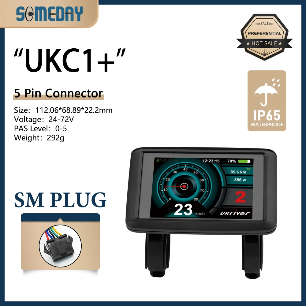 NONE Elektrofahrrad 36V-72V LCD UKC1 Farbdisplay mit UART 2 Kommunikation für Elektrofahrradzubehör mit SM/wasserdichtem Anschluss 8