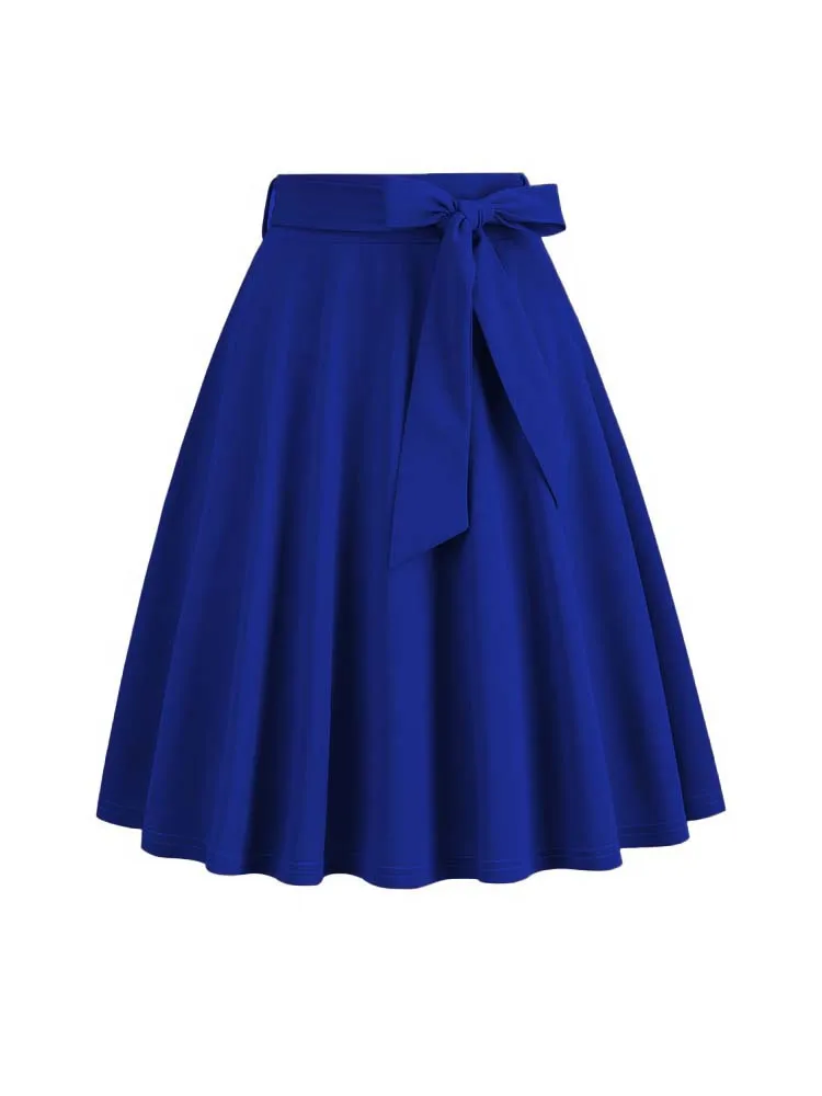 Dames Zomer Midi Lange Rok Effen Elegante Faldas Hoge Taille A-lijn 50s Swing Rokken