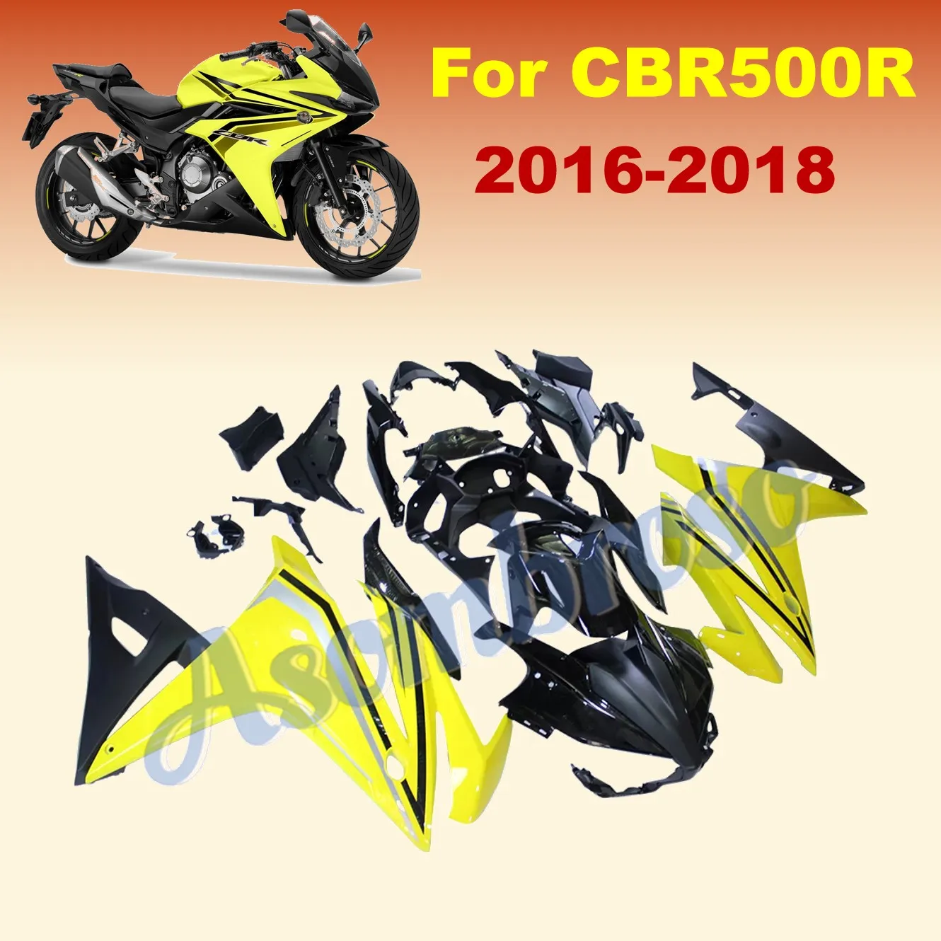 

Yellow Black Body kit For CBR500R 2016 2017 2018 CBR 500R CBR500 16 17 18 Motorcycle Plastic Parts Fairing Kit