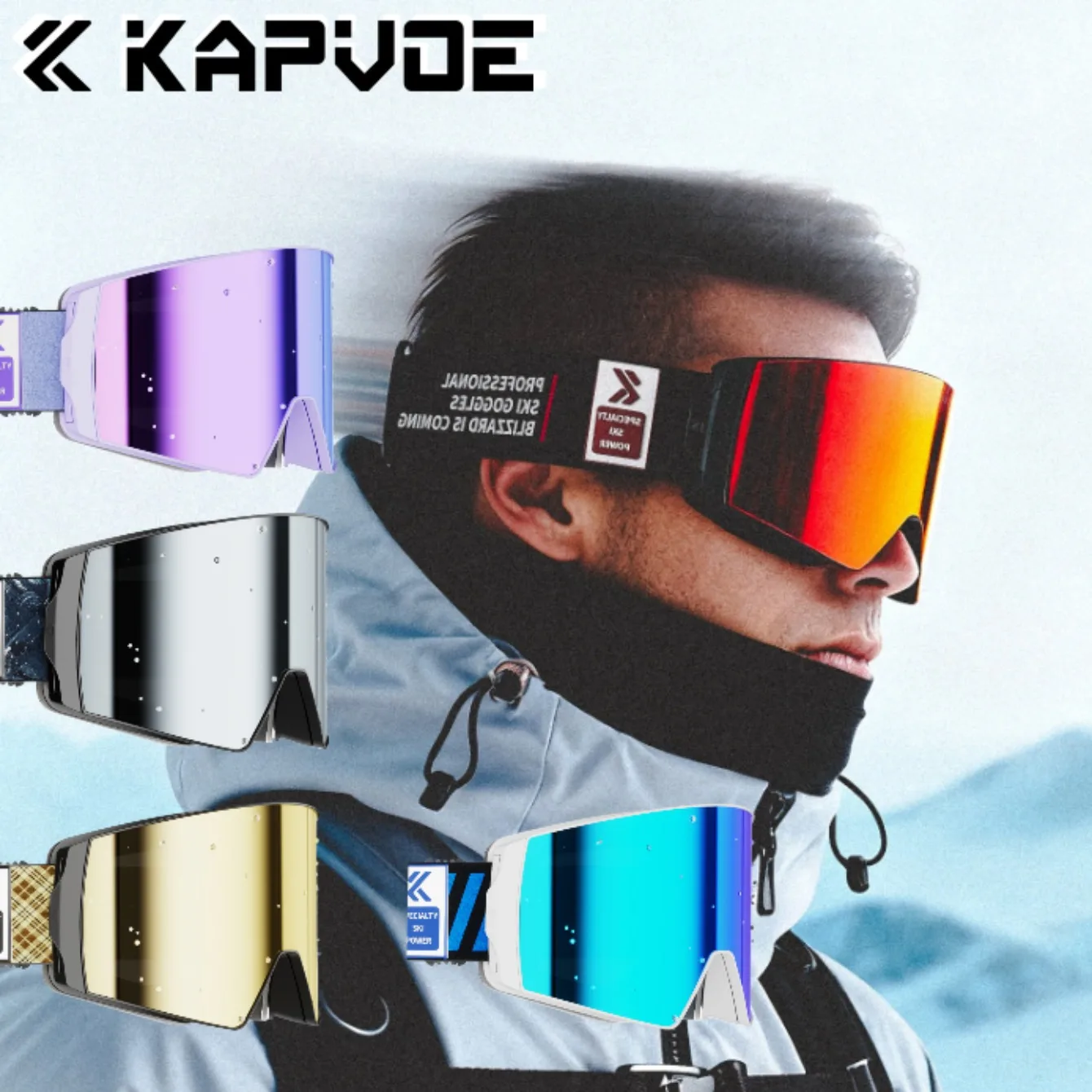 

Kapvoe Men Snow Goggles Ski Sunglasses Snowboarding Mask Women Anti-Fog Lens Kit UV400 Protection Snowmobile Glasses Motorcycle
