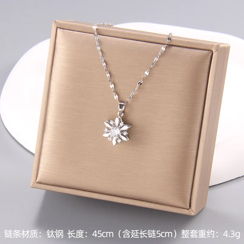 Wholesale 6pcs/set Classic Cubic Zirconia Pendant Necklaces For Women Gold Color Alloy Rotate Necklace Daily Jewelry