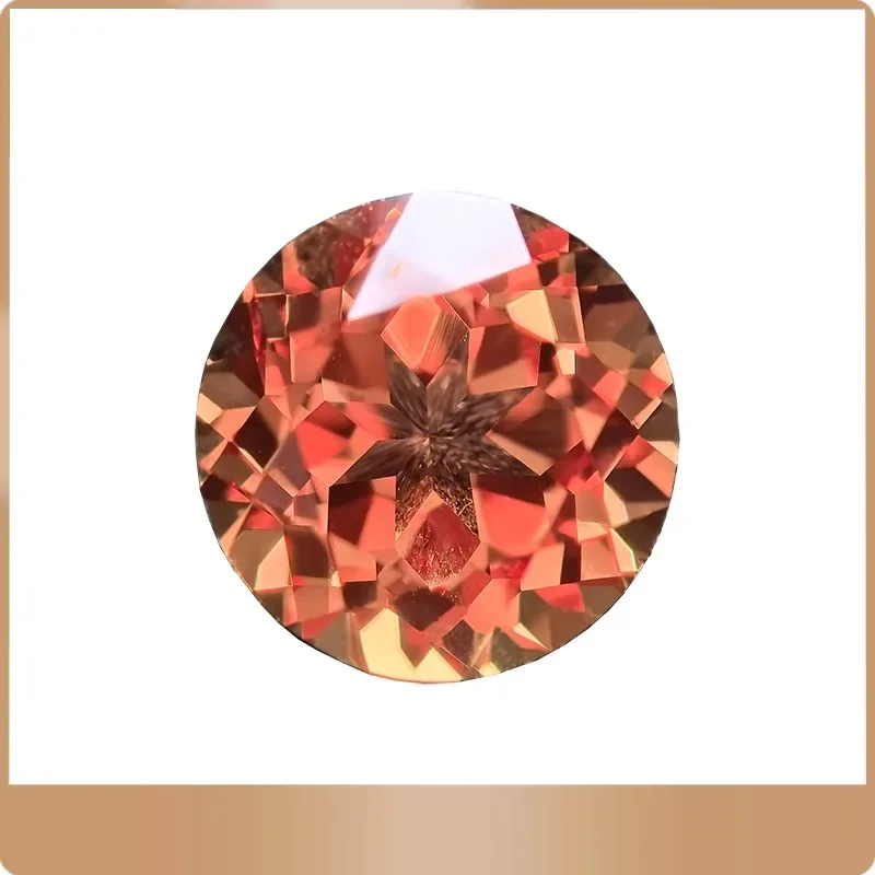 

Lab Grown Sapphire Orange Color Round Shape Charm Gemstones for Diy Jewelry Making Material Selectable AGL Certifica