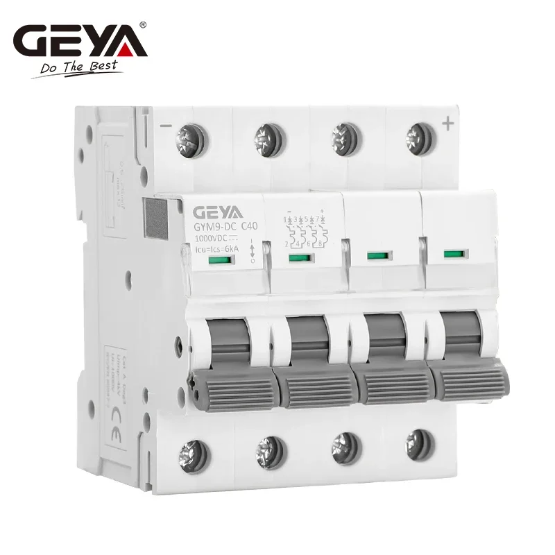 GEYA MCB DC 1000V MCB Mini Circuit Breaker DC 6A 10A 16A 20A 25A 32A 40A 50A 63A 4Pole DC Solar Breaker Din Rail