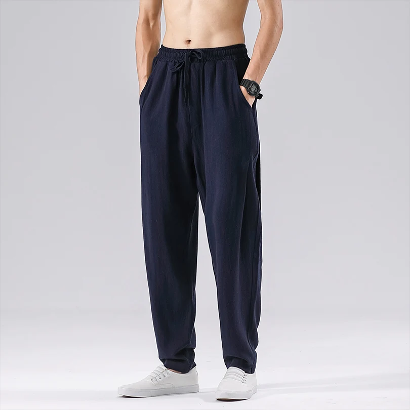 

Летние тонкие повседневные льняные брюки для мужчин: свободные, прямые, струящиеся, из хлопка и льна, дышащие, комфортные, легкие