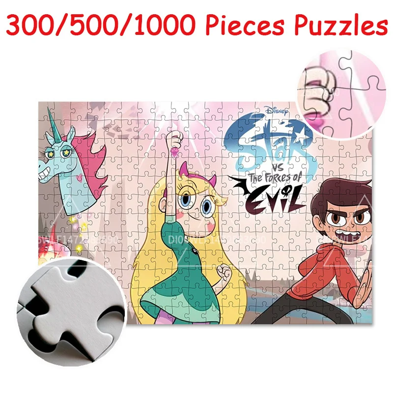 300/500/1000PCS Wooden Jigsaw Puzzle Disney Star Vs. The Forces of Evil Poster Kids Adult Educational Toy Gift Print Clear Game