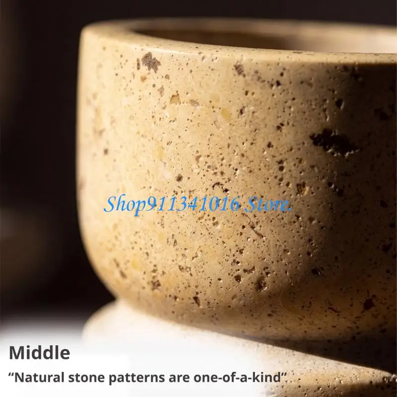 Marble Candlestick Holders Stone Holders Decorative Stand with a Single Opening, Standalone Tiered Form, and Naturally Differing