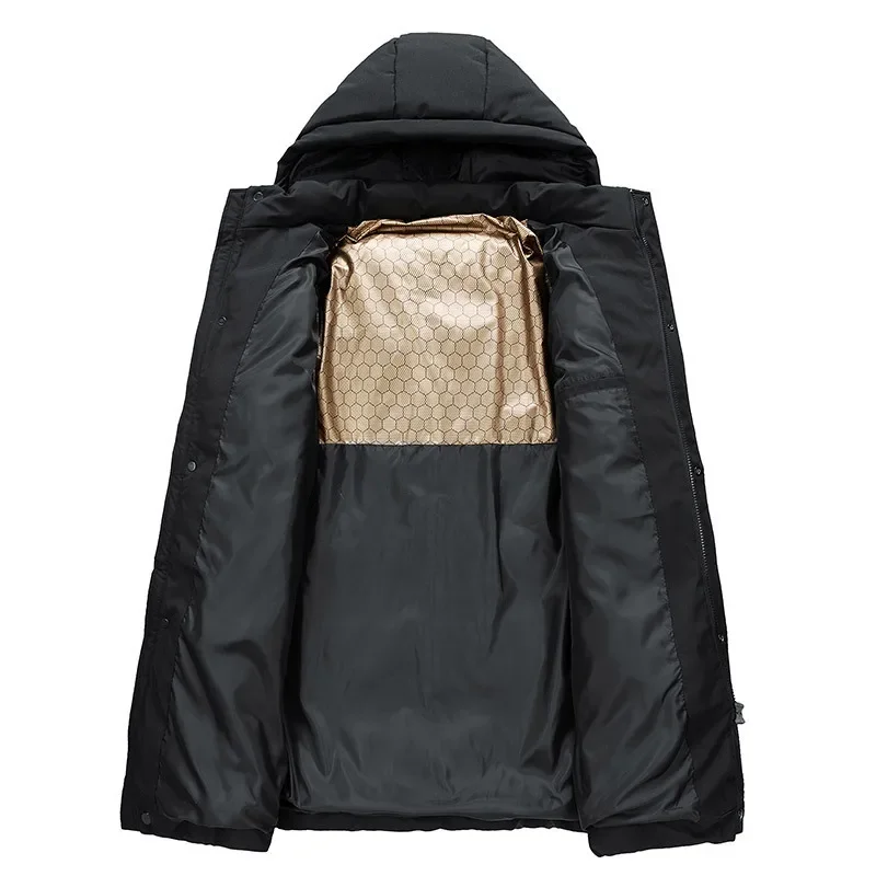 Мужская зимняя утолщенная хлопковая куртка с капюшоном, модный теплый топ, универсальное модное хлопковое стеганое пальто стандартного кроя