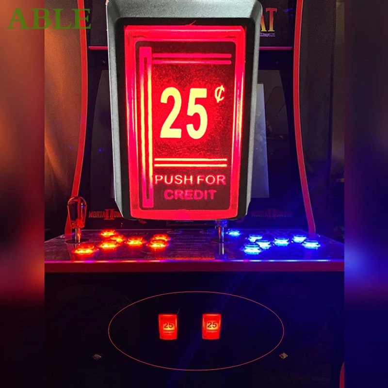 1PCS 25 Cent Red Push With Red LED Light Push Button For Arcade Cabinet Coin with Micro Switch