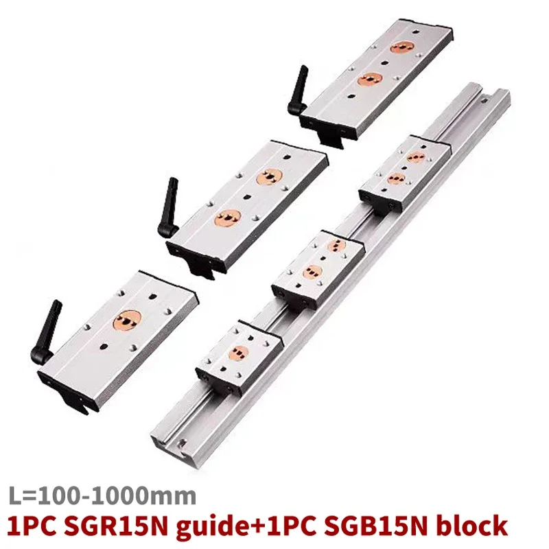 1PC Silver Built-in dual-axis linear guide 38mm SGR15N Roller slide 1 set: 1 SGB15N block and 1 SGR15N guide cnc Woodworking