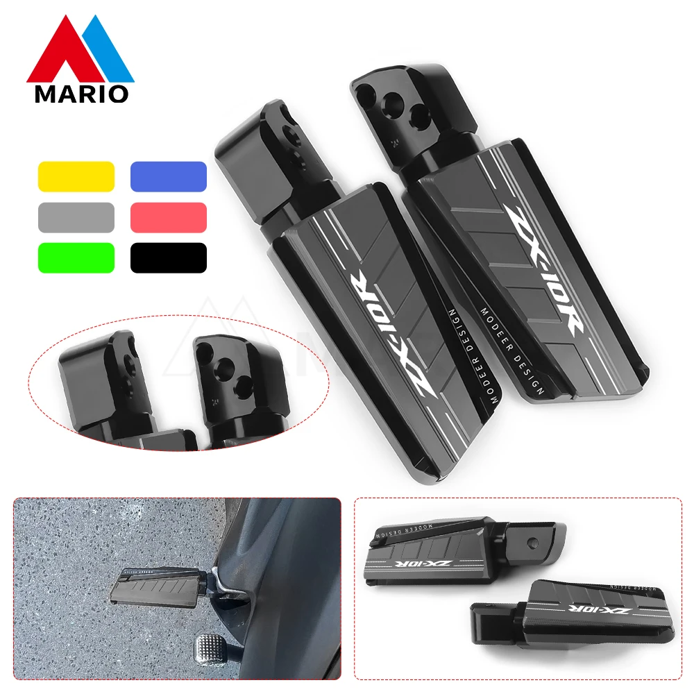 

Motorcycle Accessories Rear Foot Pegs Rests Passenger Footrests For KAWASAKI ZX-10R 2004-2023 ZX-10R SE 2018-2020