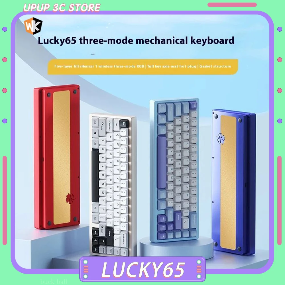 

WEIKAV Lucky65 Mechanical Customized PC Slotted Positioning Plate Gaming Keyboard 68 Layouts Office Pc Gamer Accessories Gifts