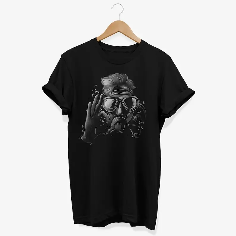 

Camiseta con el signo de OK para buceador: Camiseta con gráfico submarino
