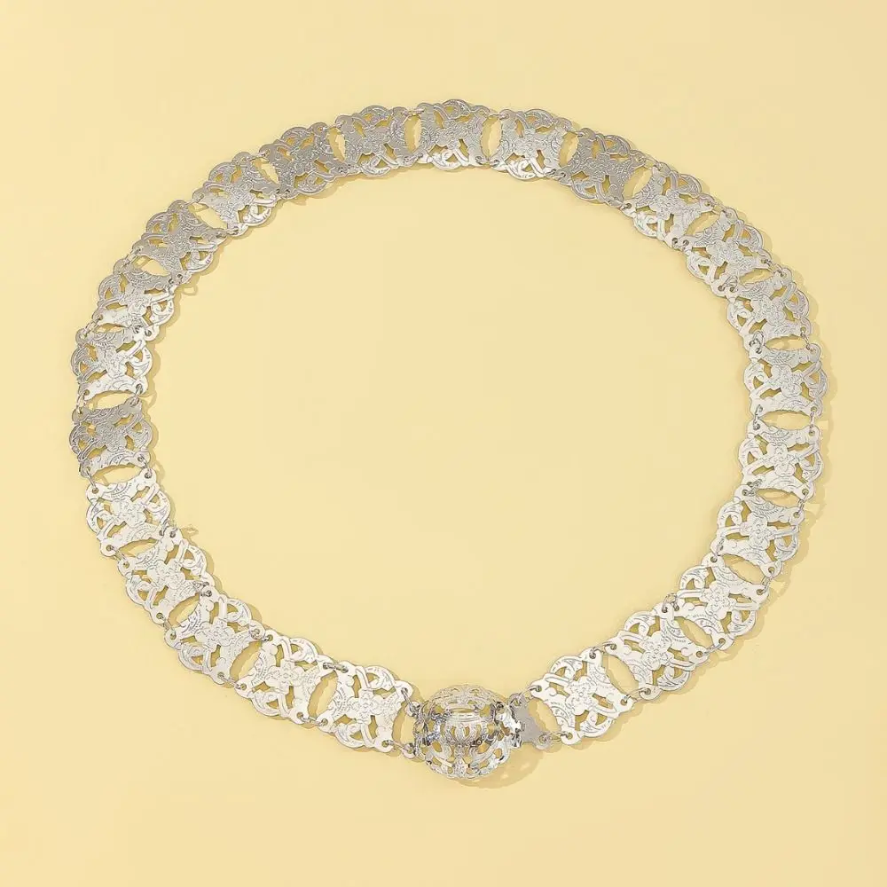 

Silver Ethnic Style Belt Traditional Malaysia Metal Waist Chain Wrist Jewelry Thailand Dance Dress Belt Chains Party Decoration