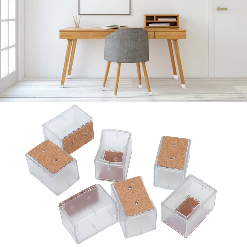 16 Pcs Mute Rectangle Chair Leg Caps Elastic Fit Anti Scratch Chair Leg Protectors Furniture Leg Covers Furniture Protection