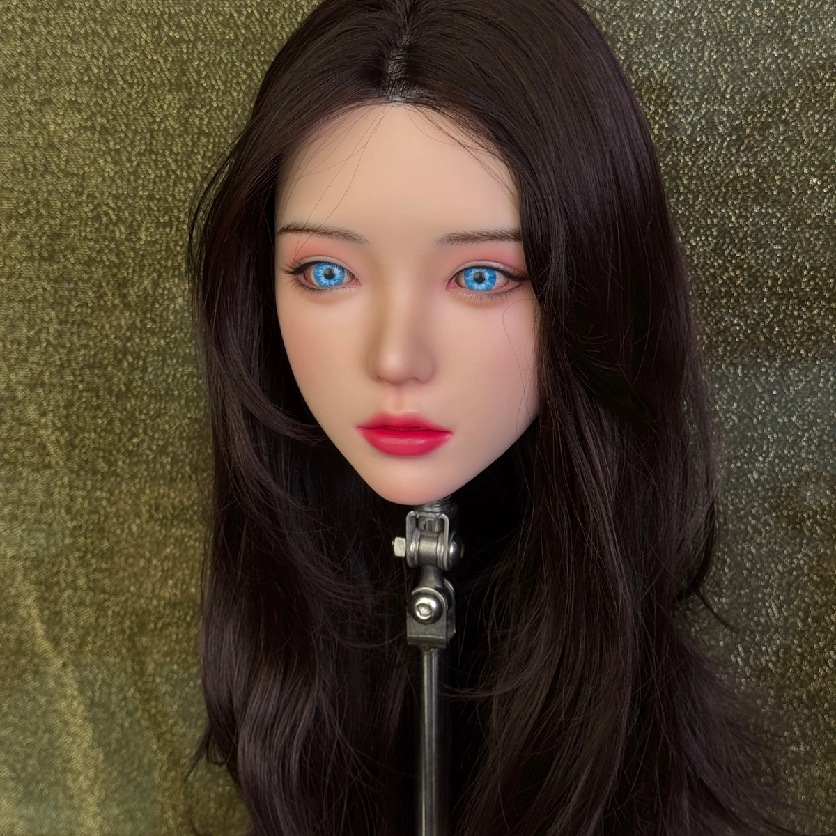 【Wonanii】Silicone Mannequin Head , Vivid Blue Eyes, Handmade Makeup, M16 Connector, Art Collection Prop,