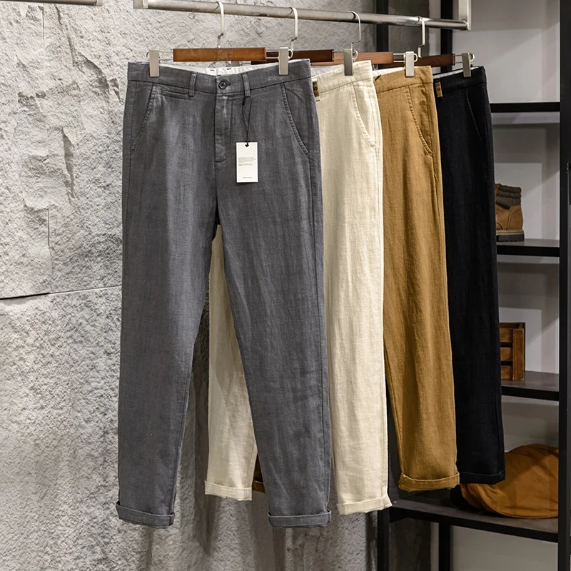 

Lightweight Breathable 70% Cotton 30% Linen Men's Comfortable Summer Casual Pants Straight Leg Long Trousers Elastic Faion ...