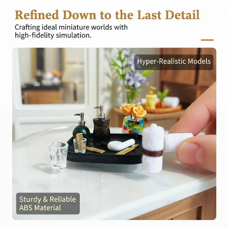 1 Set DIY Miniature Hobby Projects Mini Dollhouse Toiletry Kit With Realistic Details Perfect For Doll House Bathroom Decor