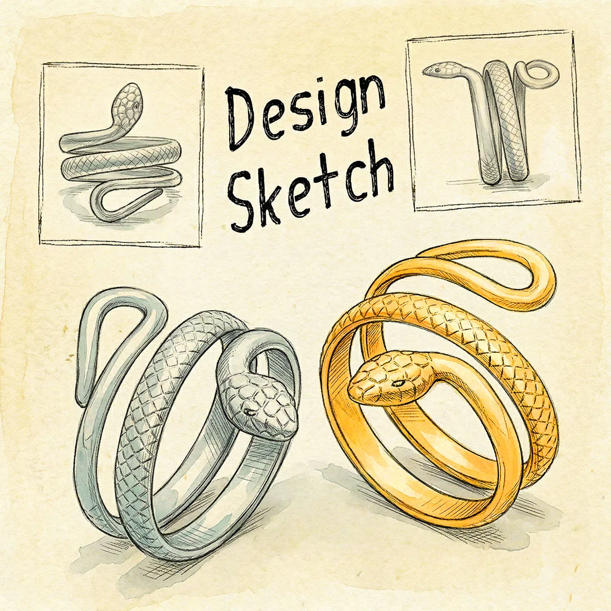 Snake Stainless Steel Ring for Women Coiled Serpent with Detailed Scale Texture Gothic Punk Unique Jewelry Party Daily Wear