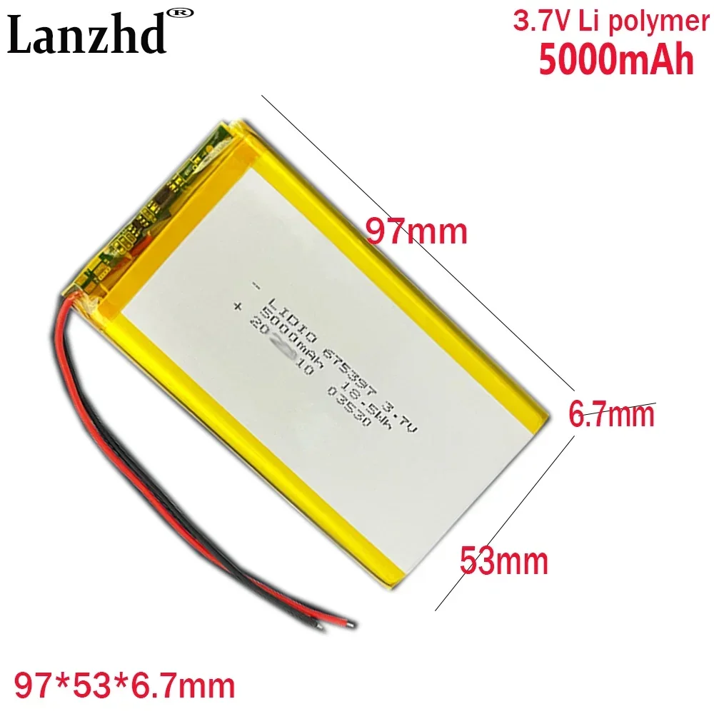 1-20pcs 3.7V Li Polymer Battery 5000mAh For magnetic back clip mobile power bank Wireless fast charging battery 675397