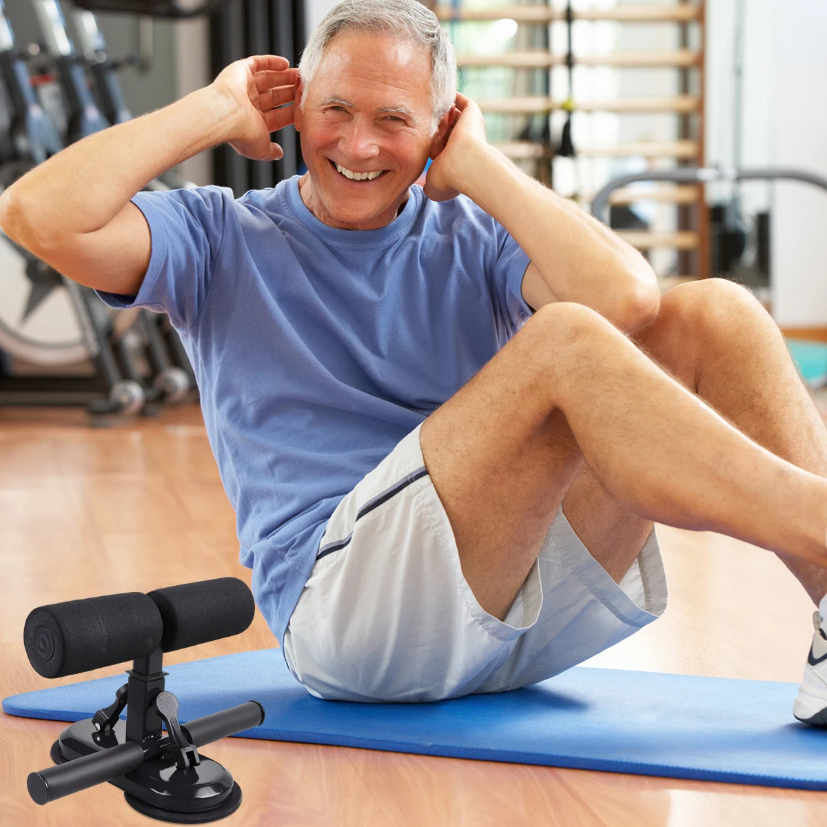 Soporte de Fitness para abdominales y cintura para el hogar, ventosa, barra doble, dispositivo de asistencia para abdominales, entrenador Abdominal