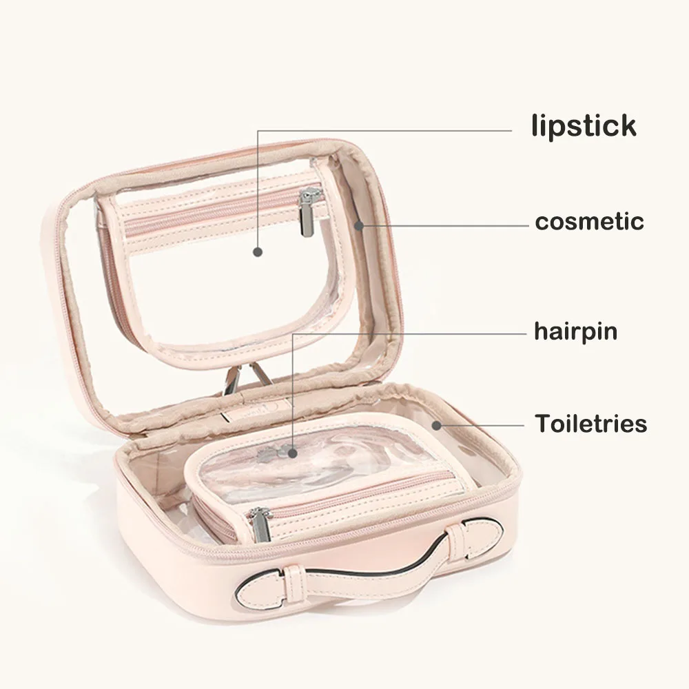 Transparent Cosmetic Bag 2 Layers Waterproof Large Capacity Makeup Package Multifunctional Travel Clear Makeup Bags Handbag