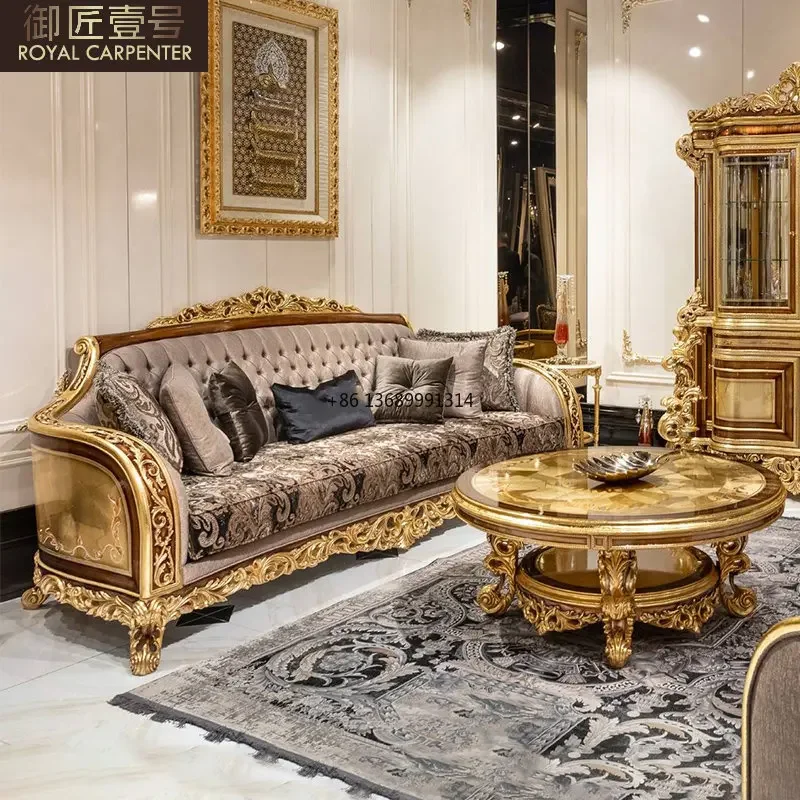 

European fabric sofa luxury large villa living room furniture Turkish series customization