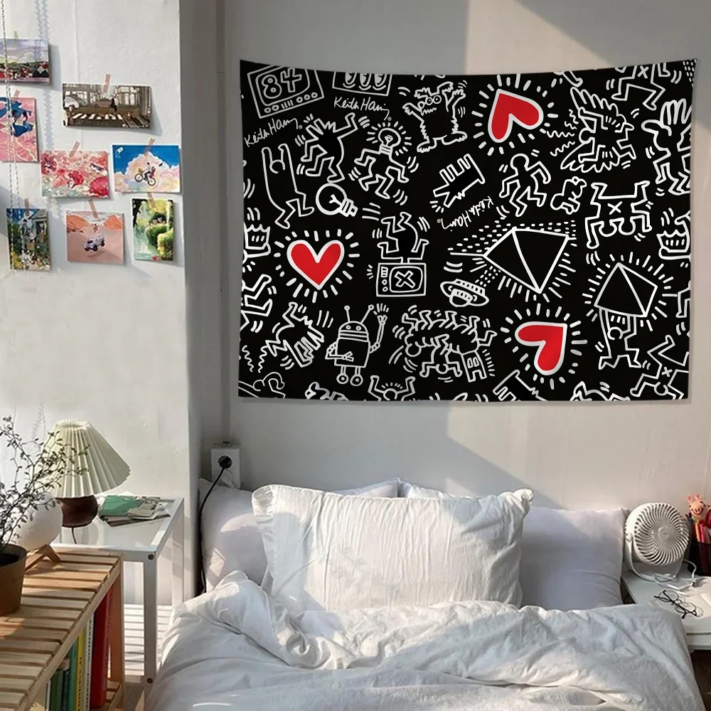 Robert-Haring-Works-Colorful-Print stampato grande arazzo da parete appeso tarocchi Hippie tappeti da parete dormitorio Cheap Hippie Wall Hanging