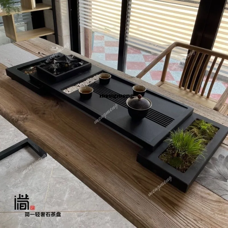 Wujinshi tea tray household high-end Chinese dry brewing table flowing water fish tray natural kung fu tea set