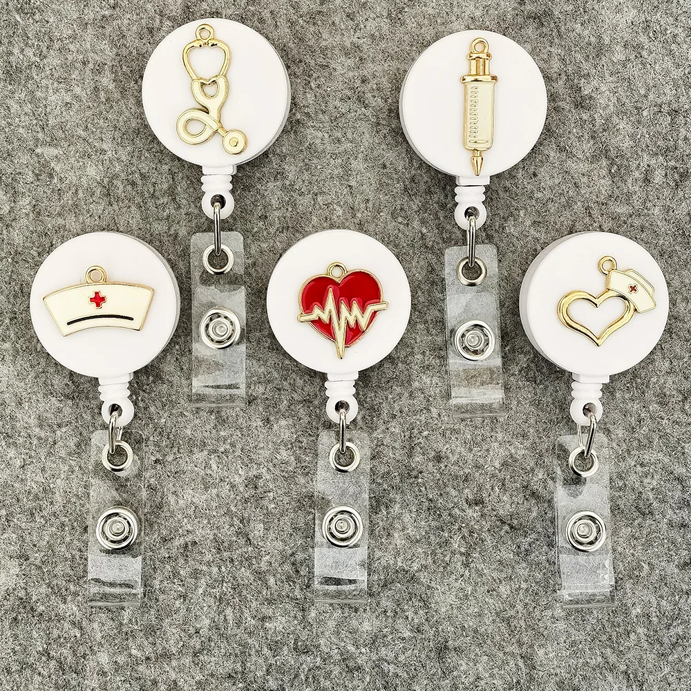 Metal Medical Supplies Model Style Badge Reel Nurse Workers Enfermera ID Holder Girl Boy Retractable Name Card Holder Accessory