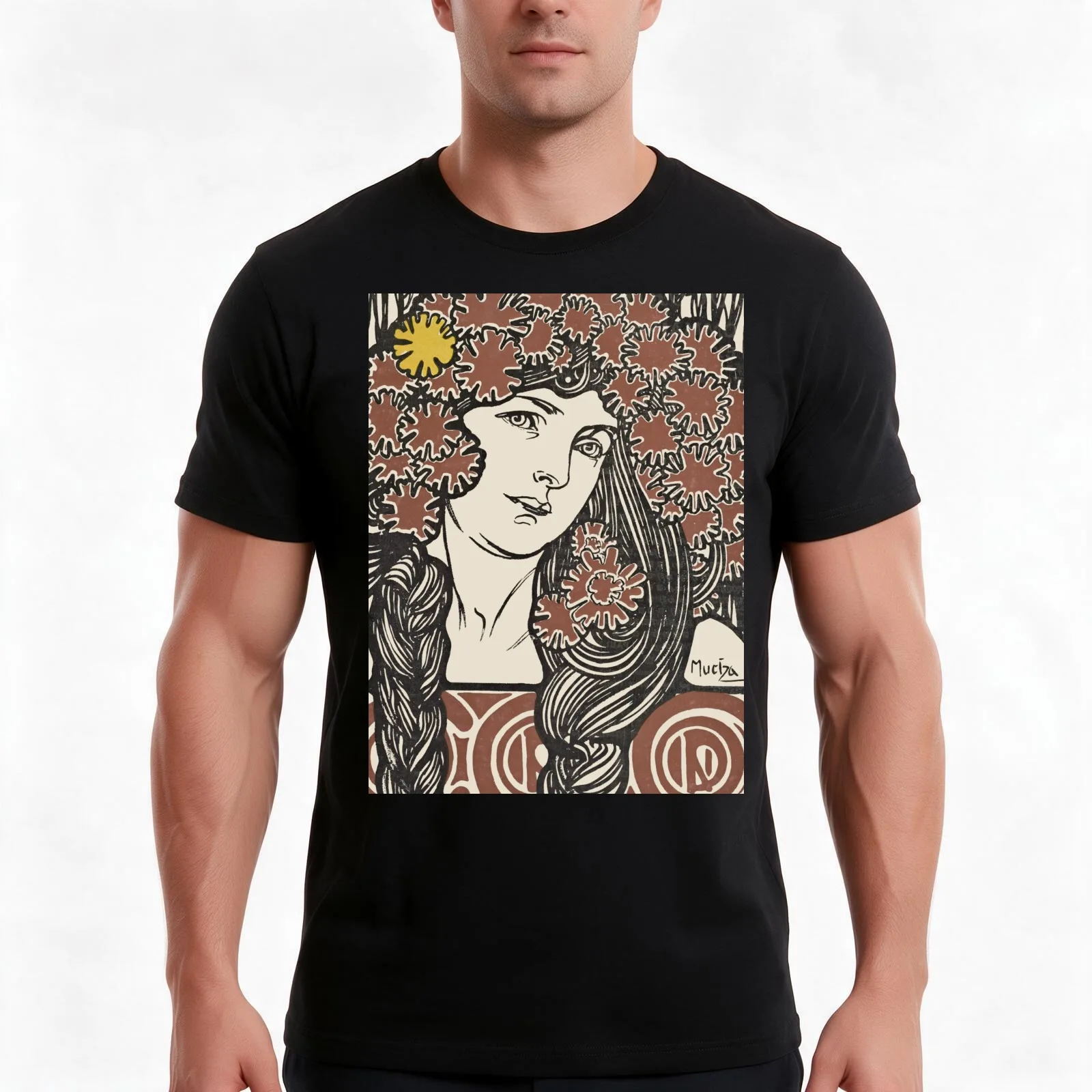Vintage Alphonse Mucha - Cocorico 1912 Art Nouveau T-Shirt, Summer Casual Cotton Tee, Oversized Streetwear Tops, 100% Cotton