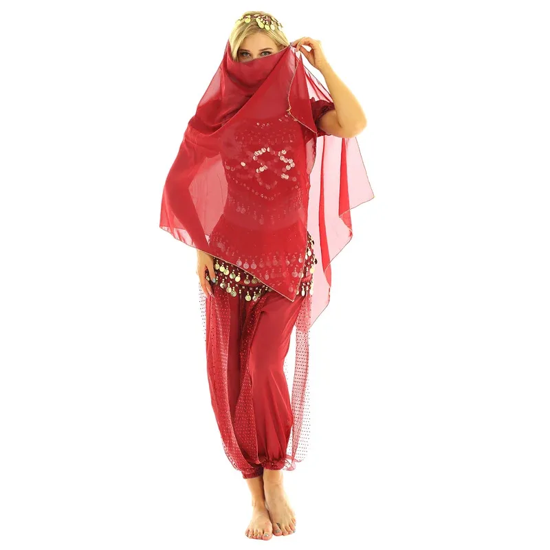 النساء الفتيات ملابس رقص البطن هالوين كرنفال مهرجان الأميرة العربية تأثيري ازياء مصر بدلة الرقص الشرقي الهندي