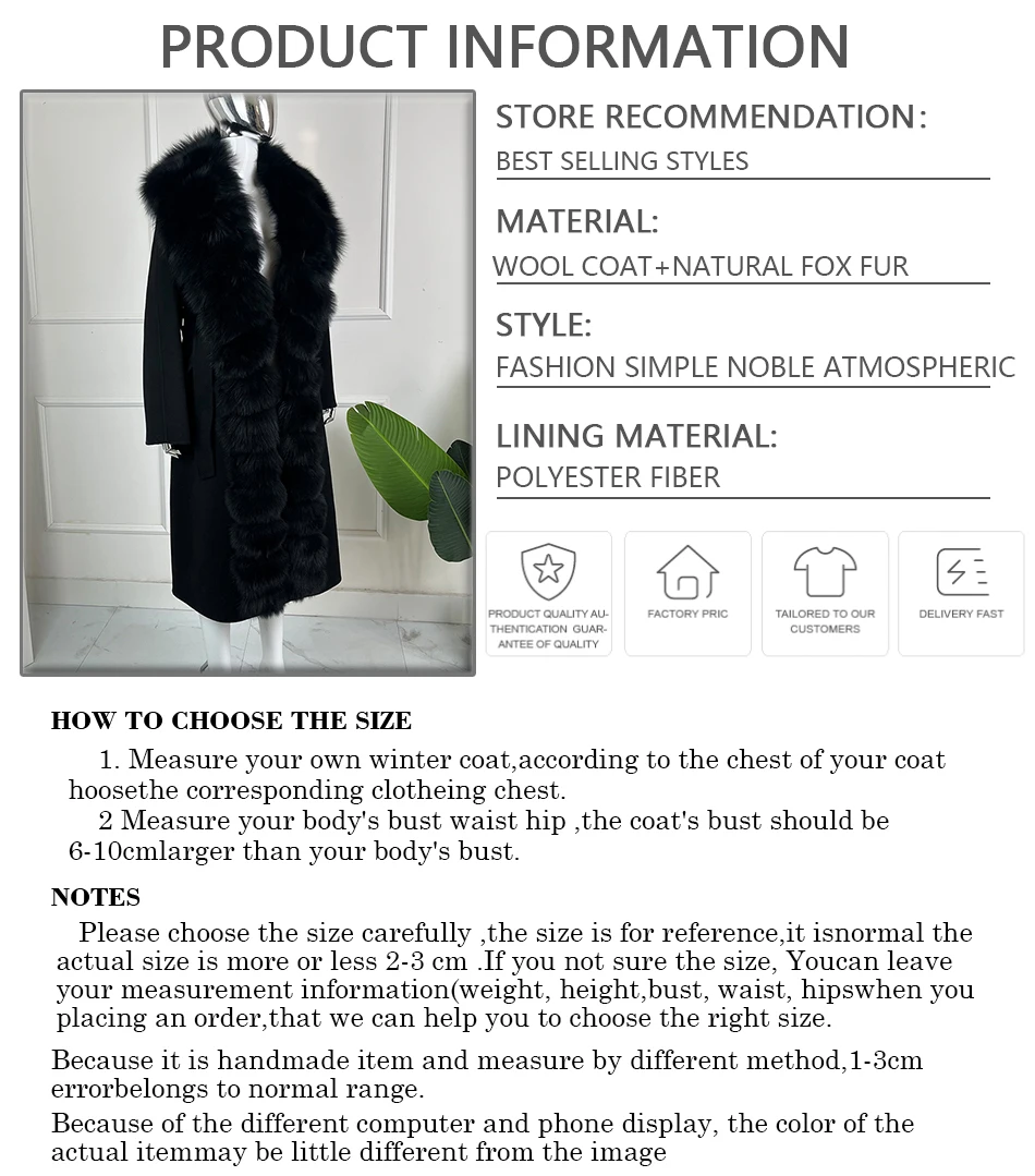 معاطف فرو الثعلب الطبيعي الكشمير الصوف الفراء سترة الكشمير الشتاء معطف الفرو الحقيقي الخريف سيدة عالية الشارع ملابس خارجية
