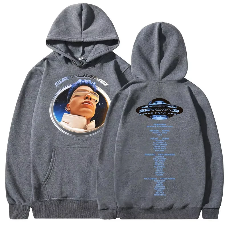 Rauw Alejandro Saturno جولة حول العالم الحفل هوديس الرجال النساء الملابس البلوفرات موضة الهيب هوب بلوزات كبيرة الحجم الشارع الشهير #2