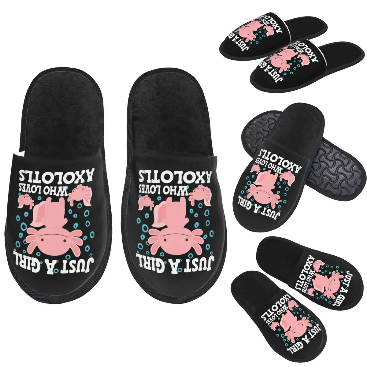 

Custom Axolotl Cute Kawaii , Just A Girl Who Love Axolotls Slippers Memory Foam Warm Soft Women House Slipper Indoor Cozy Shoes