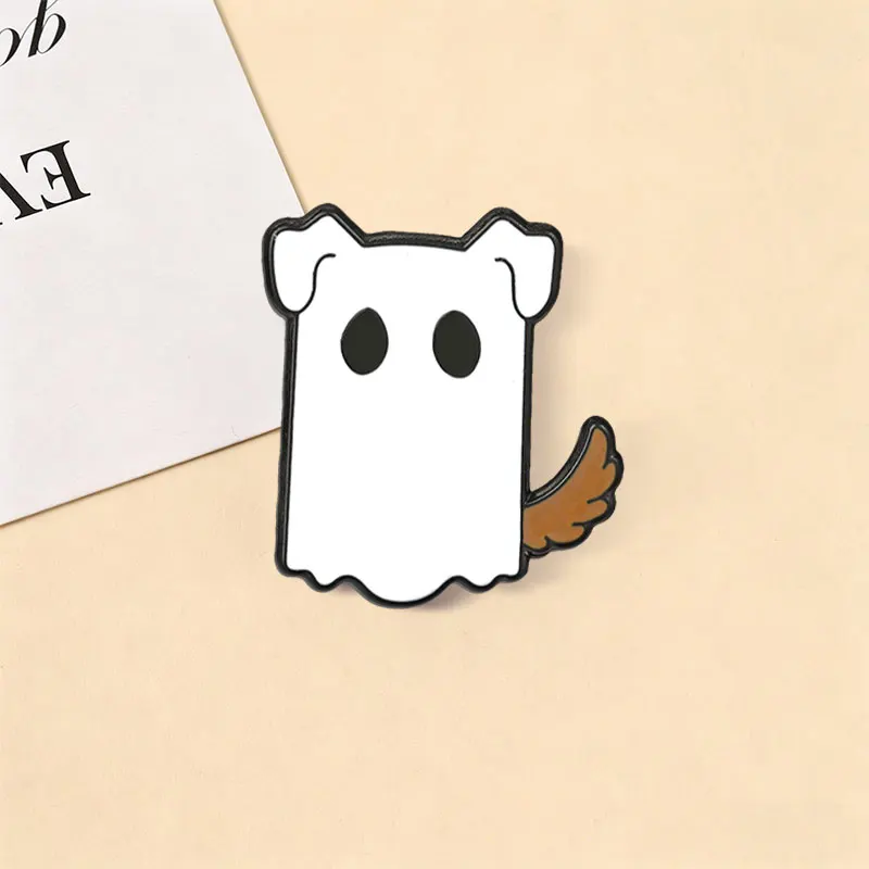 Niedliche Geisterkatze mit Daumen nach oben Emaille-Abzeichen Kawaii Geister-Pin Halloween Metallbrosche Revers-Accessoire Geschenk für Kleidungsaccessoires – Detail 8