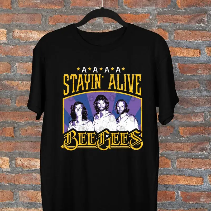 تي شيرت Bee Gees Stayin Alive للرجال أسود جميع المقاسات S 234Xl