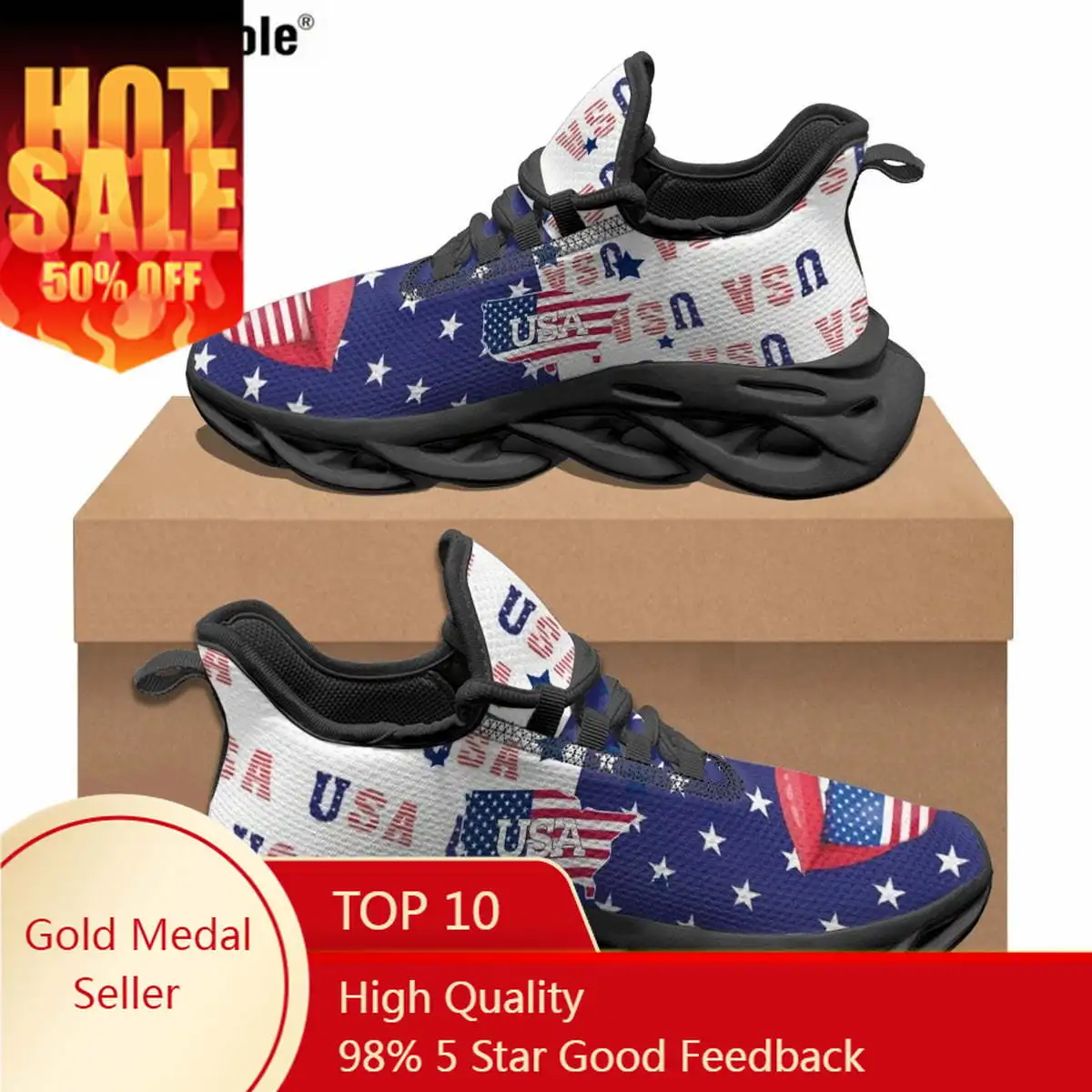 Art Design American Flag Print Sneakers for Women Men Summer Classic Outdoor Running Shoes Lace Up Casual Shoes