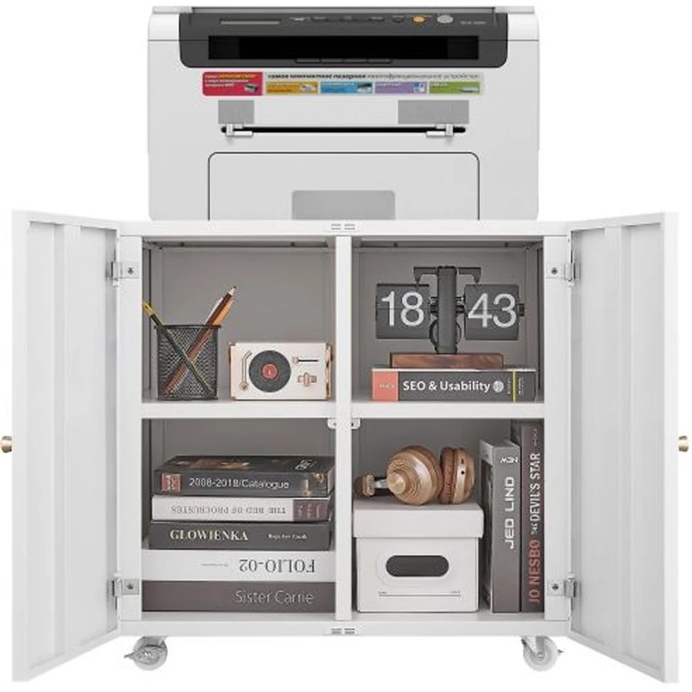 Home Office Printer Stand with Wheels Printer Tables Lateral Filing Cabinet with Open Storage Shelf for Letter/Legal/A4 Size Fil