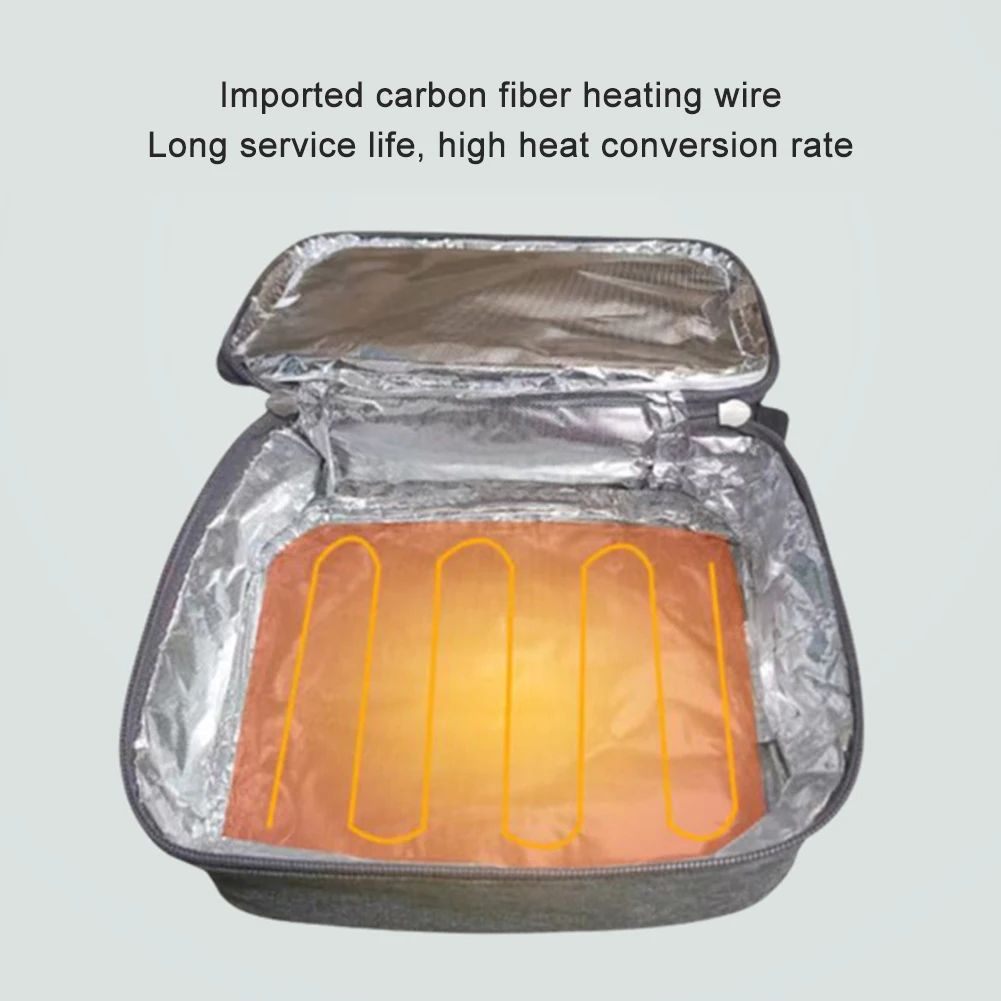 USB قابلة للشحن المحمولة حقيبة الغداء الكهربائية سخان الطعام دفئا المحمولة الغداء دفئا قابلة لإعادة الاستخدام معزول حقيبة الغداء 3 مستويات الحرارة #3