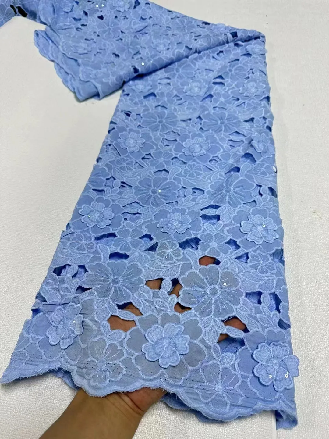 African Lace Fabric Orange 2024 High Quality Water Soluble Nigerian Embroidery French Guipure Cord Lace For Wedding Sewing